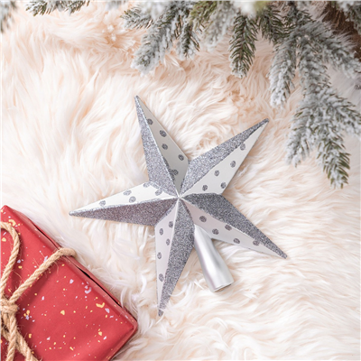 Karaca Home New Year Yılbaşı Yıldız Ağaç Başlığı Gümüş