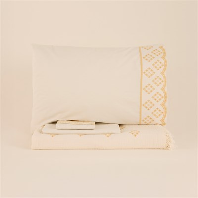 Karaca Home Nobile Brodeli Muslin Çift Kişilik Pike Takımı Sarı