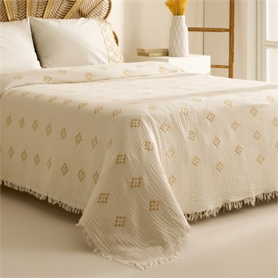 Karaca Home Nobile Brodeli Muslin Çift Kişilik Pike Takımı Sarı