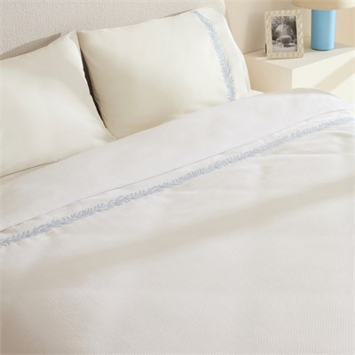 Karaca Home Sparky %100 Pamuk Yaprak Nakışlı Çift Kişilik Pike Takımı