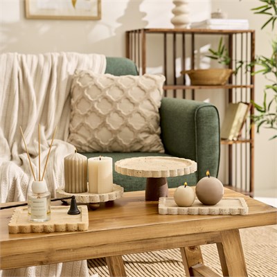 Karaca Home Terra Traverten Yuvarlak Ayaklı Sunumluk 20x25