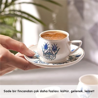 Karaca İznik Yeni Form 6 Kişilik Kahve Fincan Takımı 100 ml