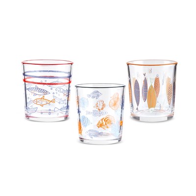 Karaca Marine 3lü Su Bardağı 260 Ml, Mavi