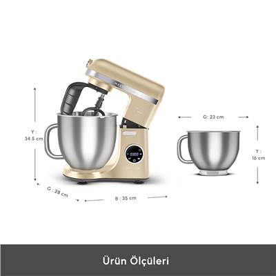 Karaca Mastermaid Chef Ultra D2000W Dijital Ekranlı Hamur Yoğurma Makinesi 7L
