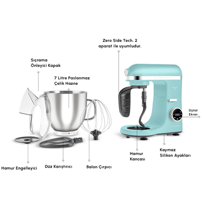 Karaca Mastermaid Chef Ultra D2000W Dijital Ekranlı Hamur Yoğurma Makinesi 7L