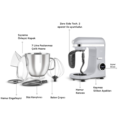 Karaca Mastermaid Chef Ultra D2000W Dijital Ekranlı Hamur Yoğurma Makinesi 7L