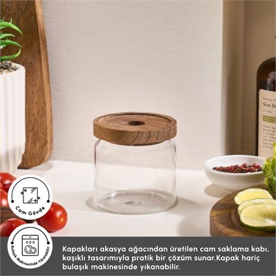 Karaca Mova Akasya Cam Saklama Kabı 500 ml
