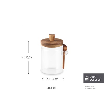 Karaca Mova Akasya Kaşıklı Cam Saklama Kabı 570 ml