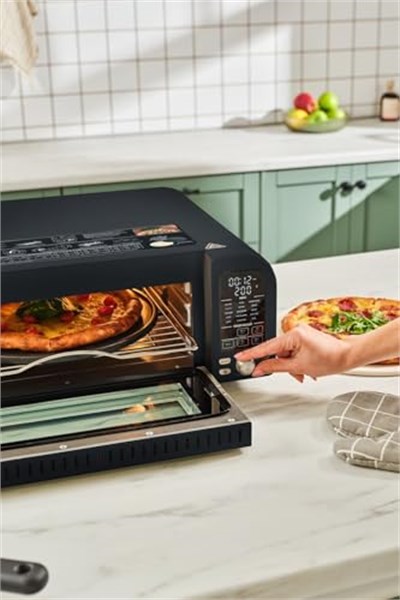 Karaca Multicrust Artisan Retro Pizza Makinesi ve Airfryer Mat Siyah