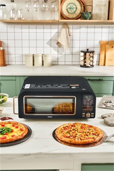 Karaca Multicrust Artisan Retro Pizza Makinesi ve Airfryer Mat Siyah