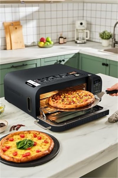 Karaca Multicrust Artisan Retro Pizza Makinesi ve Airfryer Mat Siyah
