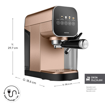 Karaca MyCaffe Barista S20 Entegre Süt Hazneli Otomatik Espresso ve Latte Makinesi 900 ml 1360W