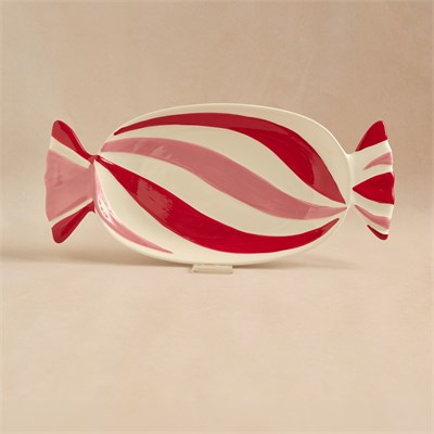 Karaca New Year Candy Twist Pink Kayık Tabak 41 cm