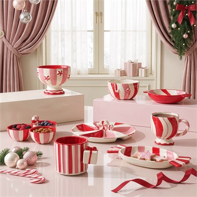 Karaca New Year Candy Twist Pink Kayık Tabak 26 cm