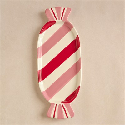 Karaca New Year Candy Twist Pink Kayık Tabak 32,5 cm