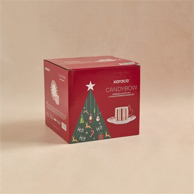 Karaca New Year Yılbaşı Candy Bow 2 Kişilik Kahve Fincan Takımı 90 ml