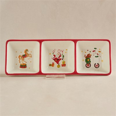 Karaca New Year Yılbaşı Carousel 3 Bölmeli Çerezlik 27 cm