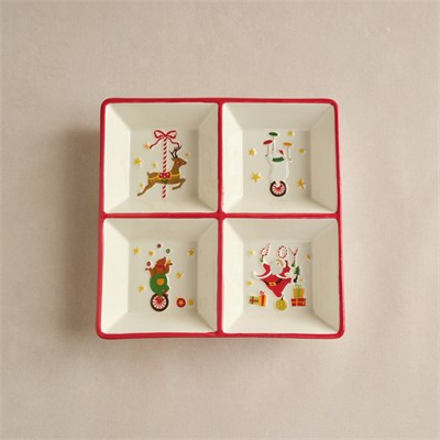 Karaca New Year Yılbaşı Carousel 4 Bölmeli Çerezlik 19,5 cm