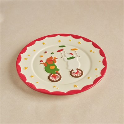 Karaca New Year Yılbaşı Carousel Pasta Tabağı Teddy 20 cm