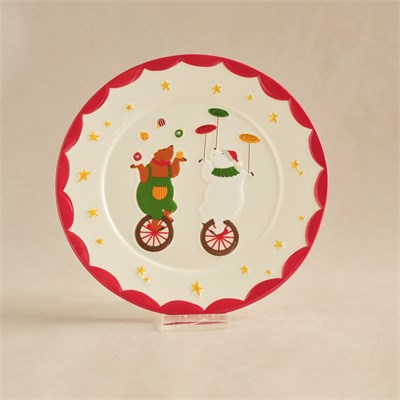 Karaca New Year Yılbaşı Carousel Pasta Tabağı Teddy 20 cm
