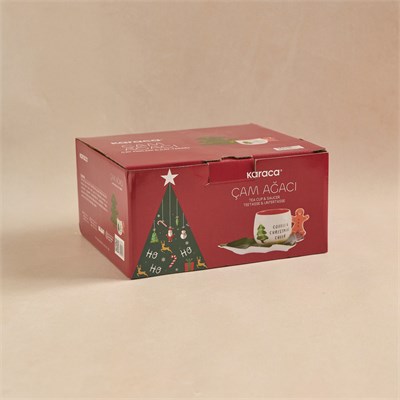 Karaca New Year Yılbaşı Çay Fincanı Ve Çam Ağacı Tabağı 180 ml