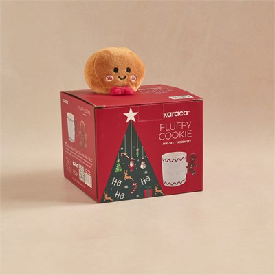 Karaca New Year Yılbaşı Fluffy Cookie Peluş Oyuncak Hediyeli Kupa Seti 460 ml