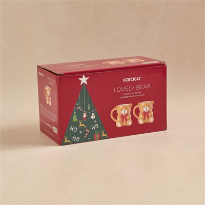 Karaca New Year Yılbaşı Lovely Bear 2 Kişilik Kahve Fincan Takımı 110 ml