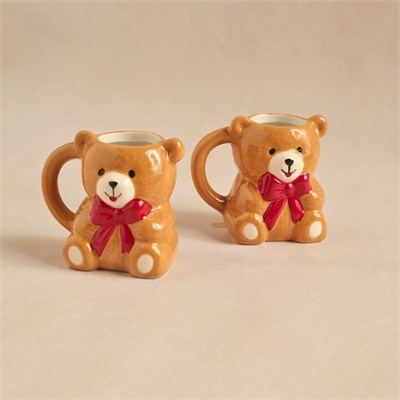 Karaca New Year Yılbaşı Lovely Bear 2 Kişilik Kahve Fincan Takımı 110 ml