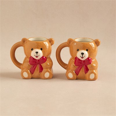 Karaca New Year Yılbaşı Lovely Bear 2 Kişilik Kahve Fincan Takımı 110 ml