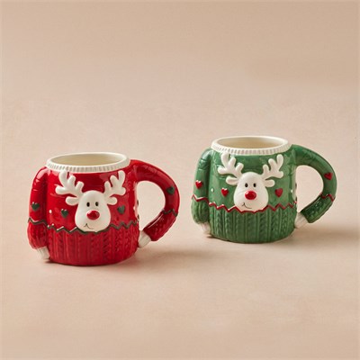 Karaca New Year Yılbaşı Sweater Deer Kırmızı Kupa 400 ml