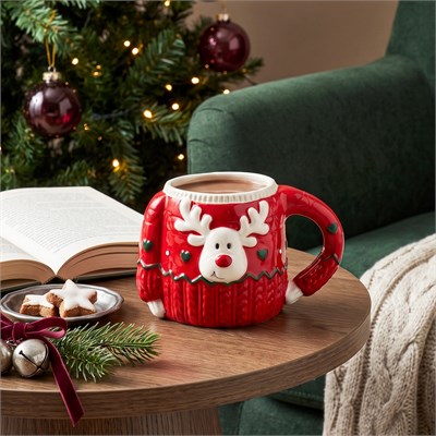 Karaca New Year Yılbaşı Sweater Deer Kırmızı Kupa 400 ml