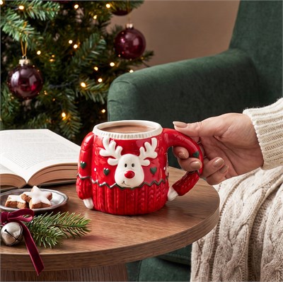 Karaca New Year Yılbaşı Sweater Deer Kırmızı Kupa 400 ml