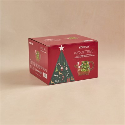Karaca New Year Yılbaşı Wooftree 2 Kişilik Double Kahve Fincanı 120 ml