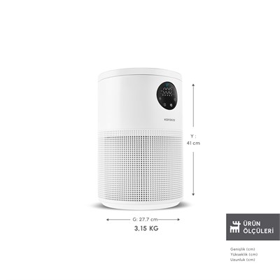 Karaca Oksijen Plus S1 Compact Hava Temizleyici HEPA Filtreli (True HEPA / H13) ve Akıllı Lazer Sensörlü Matte White