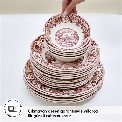 Karaca Old Town 24 Parça 6 Kişilik Yemek Takımı Bordo