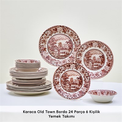 Karaca Old Town 24 Parça 6 Kişilik Yemek Takımı Bordo