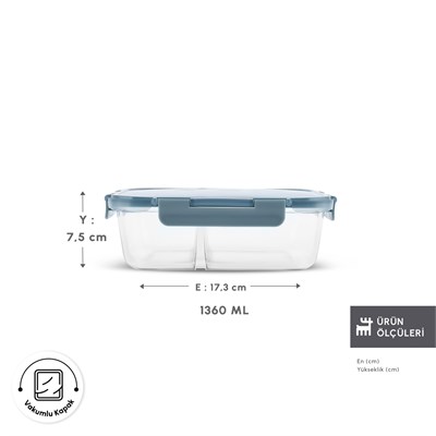 Karaca Polly Bölmeli Cam Saklama Kabı 1360 ml