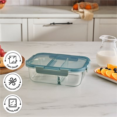Karaca Polly Bölmeli Cam Saklama Kabı 1360 ml