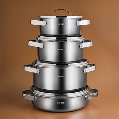 Karaca Power Steel 316+ 3Ply Discovery İndüksiyon Tabanlı 8 Parça Çelik Tencere Seti