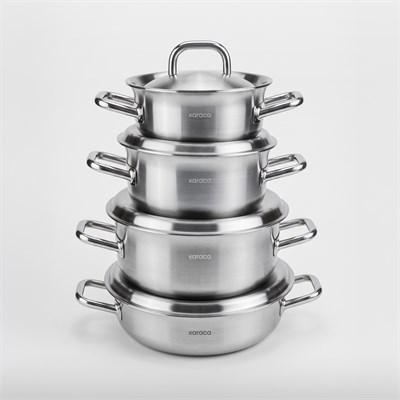Karaca Power Steel 316+ 3Ply Spirit İndüksiyon Tabanlı 8 Parça Çelik Tencere Seti
