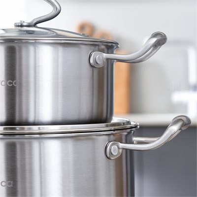 Karaca Powersteel 5Ply 316+ İndüksiyon Tabanlı 7 Parça Çelik Tencere ve Tava Seti