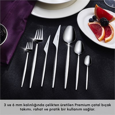 Karaca Red Carpet Collection 316+ Moongate Platin 12 Kişilik 84 Parça Çatal Kaşık Bıçak Takımı