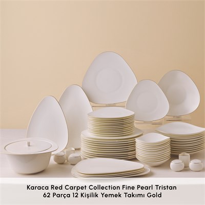 Karaca Red Carpet Collection Fine Pearl Tristan 62 Parça 12 Kişilik Yemek Takımı Gold