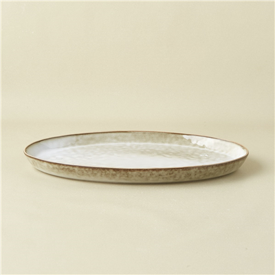 Karaca Rixton Bej Reaktif Kayık Tabak 35,5 cm