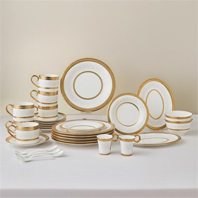 Karaca Royal Bone Charlotte 32 Parça 6 Kişilik Kahvaltı Takımı Gold