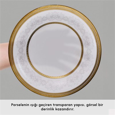 Karaca Royal Bone Charlotte 55 Parça 12 Kişilik Yemek Takımı Gold