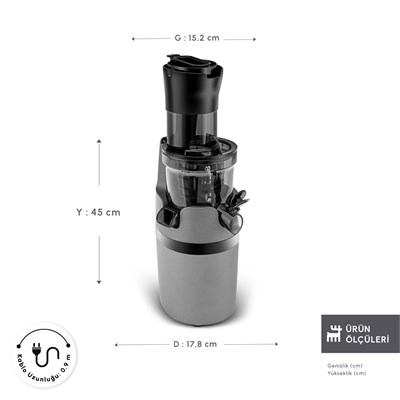 Karaca Slow Juicer Yavaş Sıkım Katı Meyve Sıkacağı