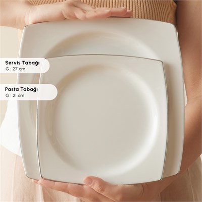 Karaca Square Bone Talia 60 Parça 12 Kişilik Yemek Takımı Platin
