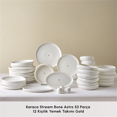 Karaca Stream Bone Astro Gold Logo 53 Parça 12 Kişilik Yemek Takımı