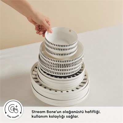 Karaca Stream Bone Kore Plus 24 Parça 6 Kişilik Yemek Takımı